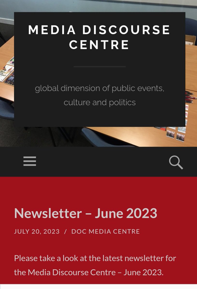DocMediaCentre's tweet image. Latest newsletter from @DiscourseCentre updates on events, talks &amp;amp; conferences hosted by members #Discourse @DMUSDG16 @thepl_network mediadiscoursecentreinfo.data.blog/2023/07/20/new…