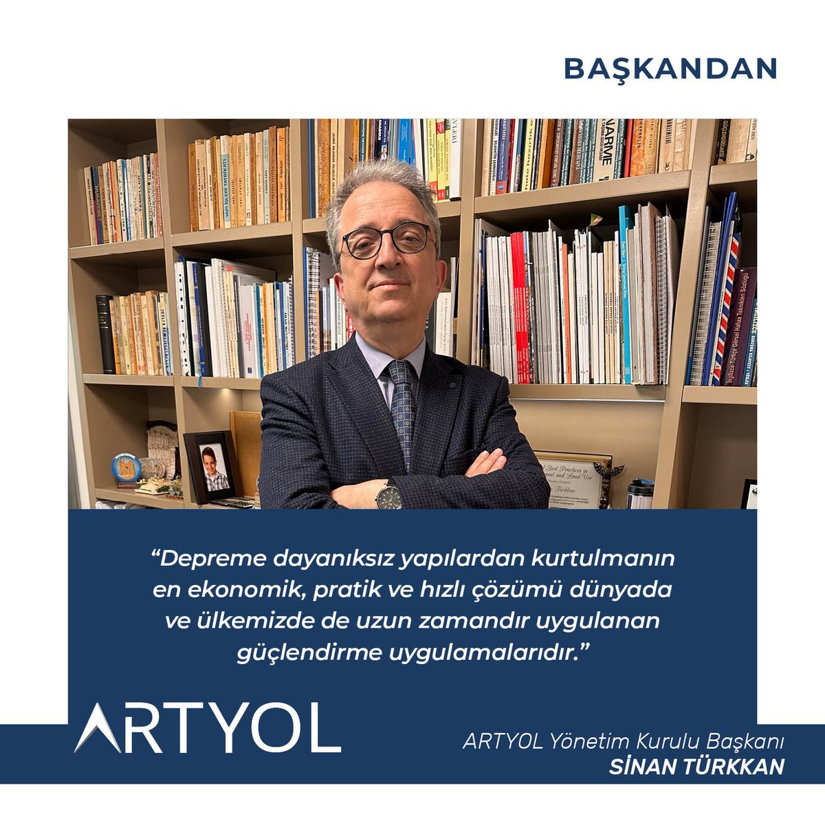 artyol_muh's tweet photo. ARTYOL Yönetim Kurulu Başkanı Sinan Türkkan: “Depreme dayanıksız yapılardan kurtulmanın en ekonomik, pratik ve hızlı çözümü dünyada ve ülkemizde de uzun zamandır uygulanan güçlendirme uygulamalarıdır.”

#sinantürkkan #artyol #deprem #güçlendirme https://t.co/M9ytSydGPS