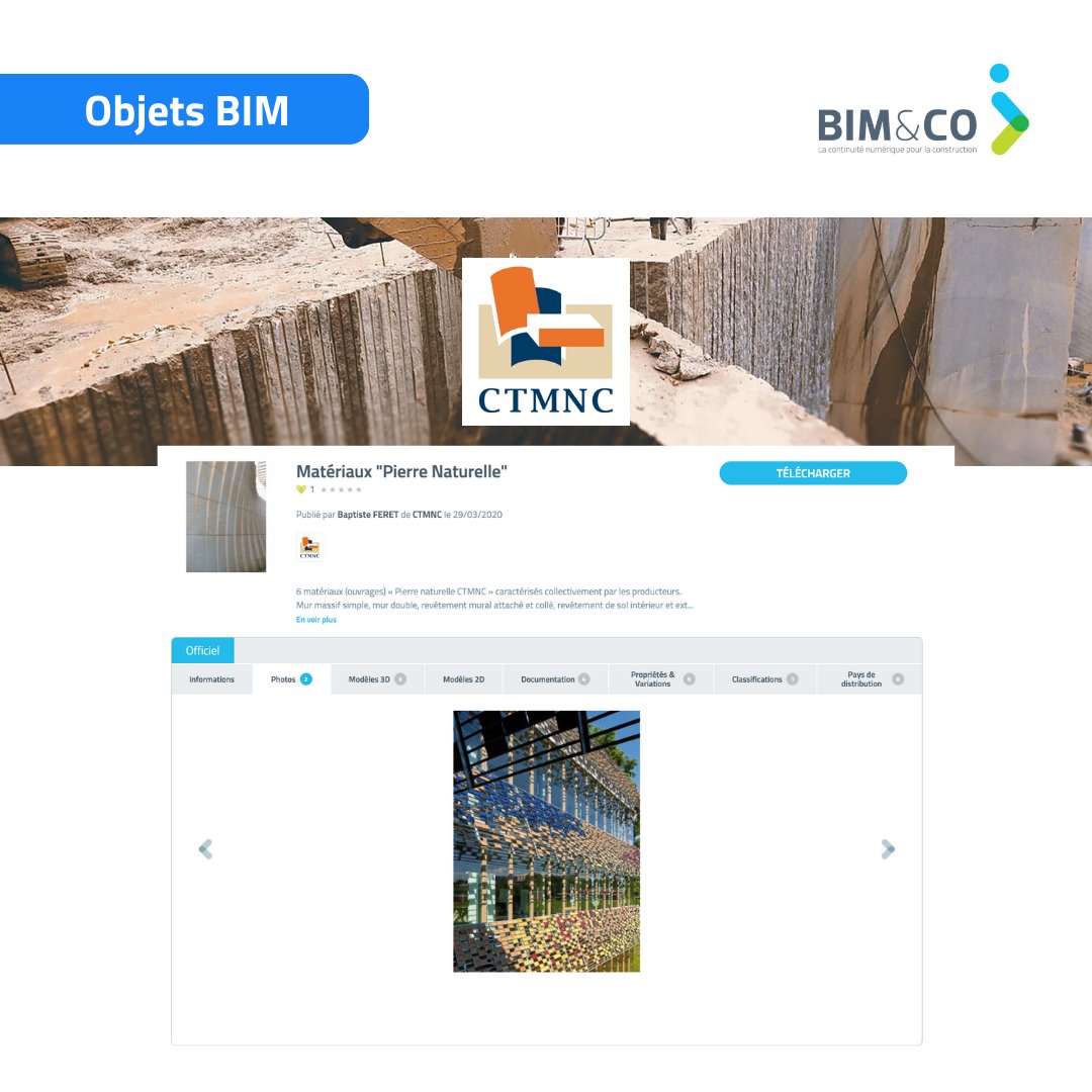 🪨 The CTMNC (Technical Centre for Natural Building Materials) is making its natural stone materials available in BIM format on the BIM&amp;CO platform. 

Integrate materials into your digital mock-ups for your construction projects ➡️ bit.ly/3Oi1MMh