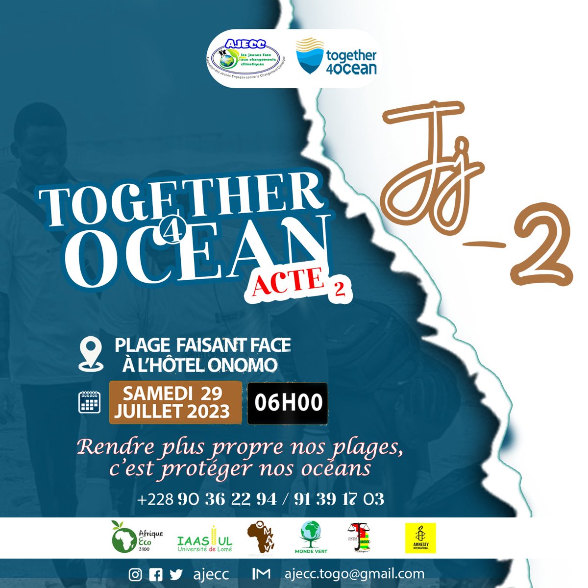 CentreJurisocio's tweet photo. L'Association des Jeunes Engagés contre le Changement Climatique @AJECC4 nous invite à Lomé #Togo, Plage face Hôtel Onomo, pour l'opération Plages sans déchets

#Together4Ocean, ce n'est pas qu'une question d'esthétique des plages. C'est prévenir la pollution plastique des océans https://t.co/0WXI1w7Meh