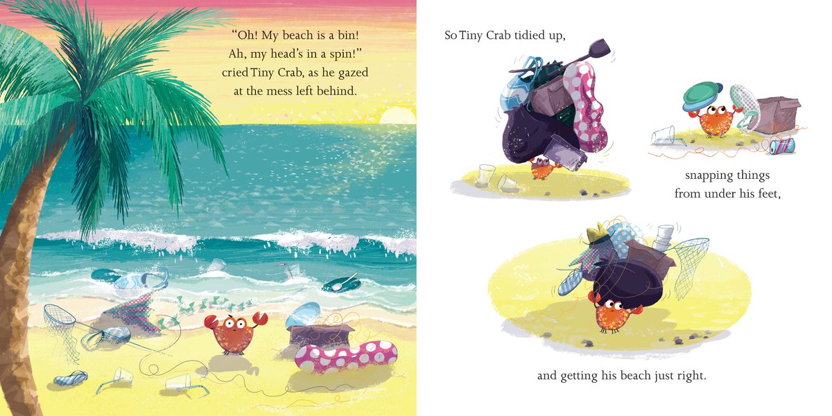 It's #NationalMarineWeek! So thought I'd share my picture book, Tiny Crab is a Tidy Crab, & few early sketchbook doodles. I wrote this story as a reaction to seeing people leaving their rubbish on beaches🦀 @PlasticFreeWsM @sascampaigns @PlasticFreeJuly simonandschuster.co.uk/books/Tiny-Cra…