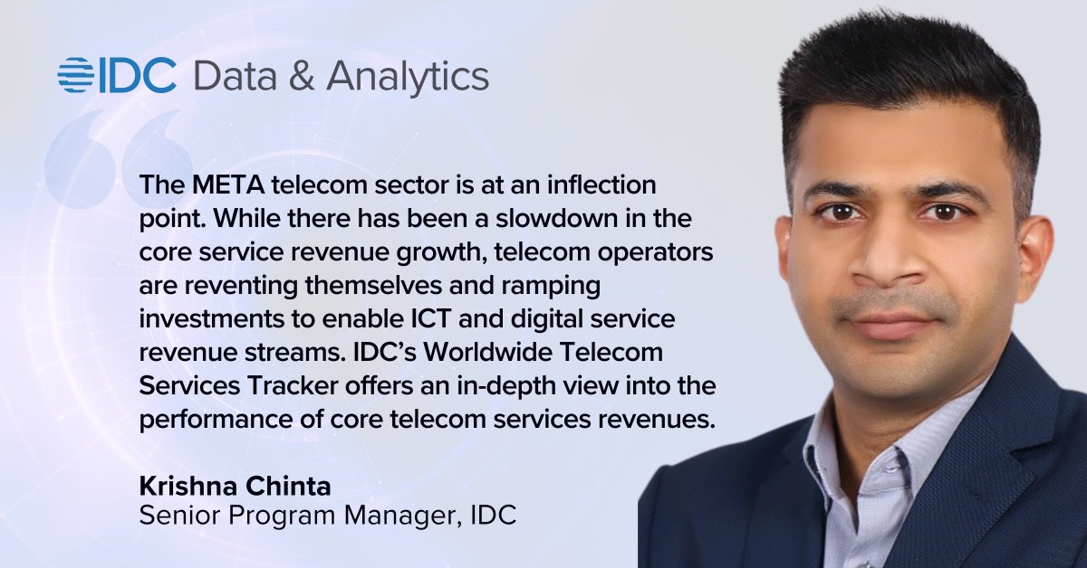 sheila_manek's tweet photo. 🚀 Exciting times ahead in META #telecom sector! 📈 Despite revenue slowdown, telecom operators are transforming &amp; investing for 🌐 ICT &amp; digital service growth.

Check out @IDC's tracker for in-depth insights! 💼💡
Learn more: https://t.co/2Kd0mL9hD6 👈
#IDCData #dataanalytics https://t.co/TGgxMlUhtf