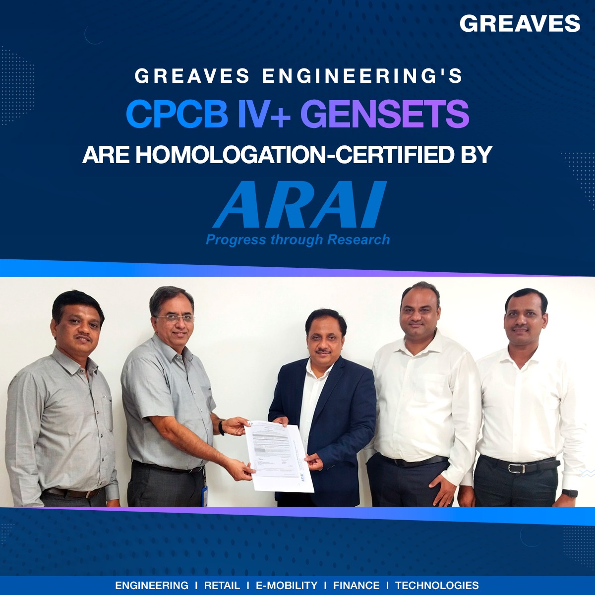 GreavesCottonIN's tweet photo. #GreavesEngineering has been recognised with CPCBIV+ Emission Compliance certification.
Thanks to our team, Greaves Power Gensets are now officially compliant with the highest emission standards, delivering cleaner solutions for the environment. 🌎🇮🇳
#GreavesCotton #CPCB https://t.co/BlwVUny5lU