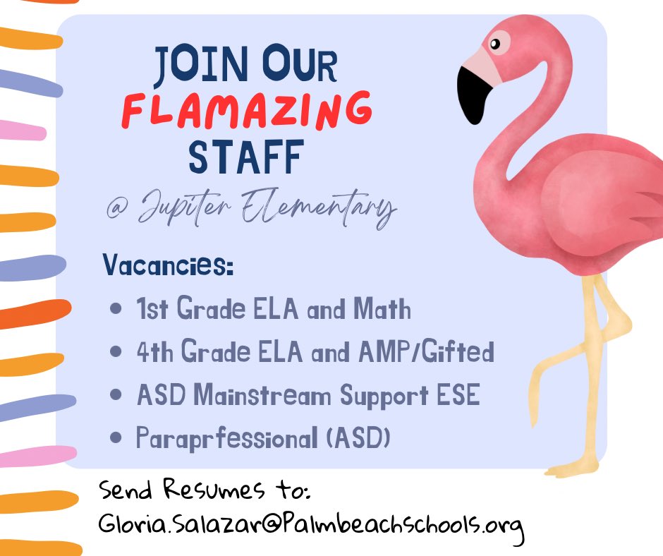 Melissa DiPasquale (@dipasqualepbc) on Twitter photo Ready to join an AMAZING family of educators and students?! <a href="/JupiterElemPBC/">Jupiter Elementary PBC</a> is searching for new Braves to come on board at the BEST Elementary School in North Palm Beach County!! #JESBraves 🏹❤️🥰 Ready to join an AMAZING family of educators and students?! <a href="/JupiterElemPBC/">Jupiter Elementary PBC</a> is searching for new Braves to come on board at the BEST Elementary School in North Palm Beach County!! #JESBraves 🏹❤️🥰