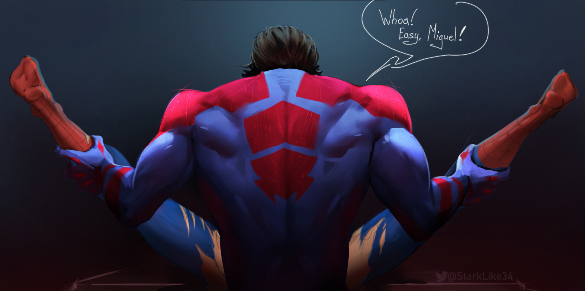 StarkLike34's tweet photo. Couldn't resist sequel 😅
I freaking love mixing these fandoms up
#MiguelOHara #starker #tonystark https://t.co/UNdLaYWyED