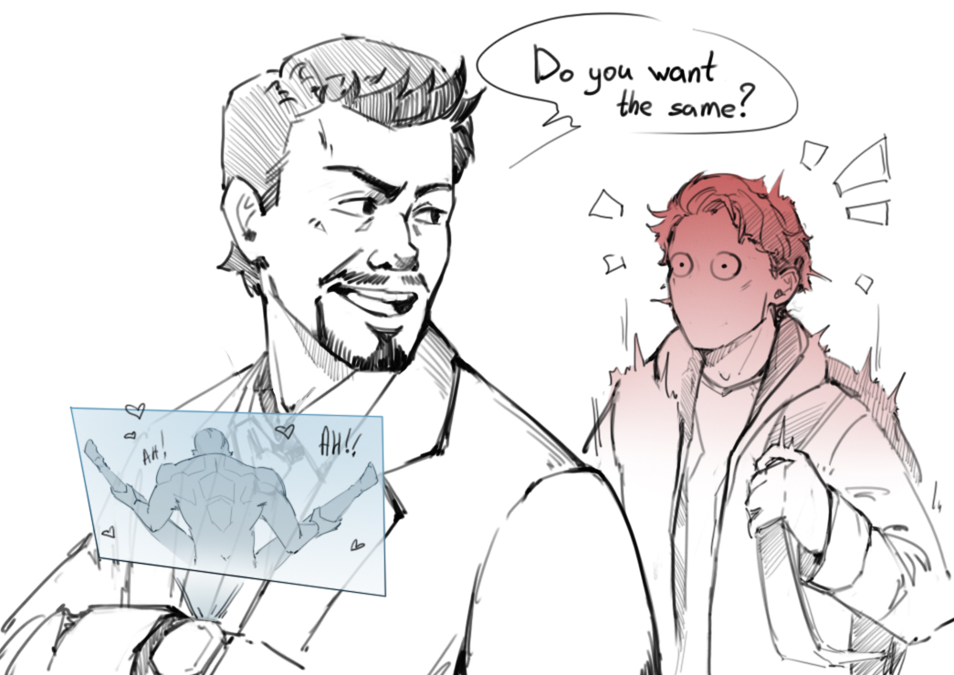 StarkLike34's tweet photo. Couldn't resist sequel 😅
I freaking love mixing these fandoms up
#MiguelOHara #starker #tonystark https://t.co/UNdLaYWyED