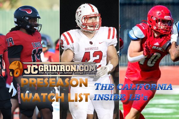The JCGridiron California Inside LB Watch List was released yesterday at rb.gy/9bmn2.  Great programs involved!
<a href="/RCCTigerFB/">RCC Football</a> <a href="/Saddleback_FB/">Saddleback College Football</a> <a href="/CitrusFootball/">Citrus College Football</a> <a href="/FullColl_FB/">𝐅𝐮𝐥𝐥𝐞𝐫𝐭𝐨𝐧 𝐂𝐨𝐥𝐥𝐞𝐠𝐞 𝐅𝐨𝐨𝐭𝐛𝐚𝐥𝐥</a> <a href="/PalomarFootball/">Palomar Football</a> <a href="/BCRenegadeFB/">Bakersfield College Football Official</a>