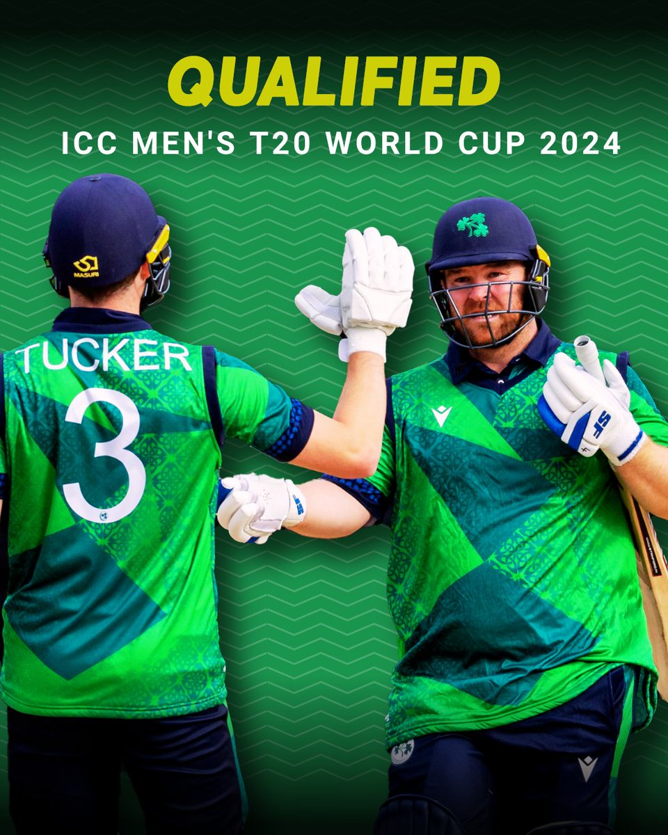 T20WorldCup's tweet photo. Ireland have sealed a spot in the ICC Men's #T20WorldCup 2024 💪

Which other team will join them from the ongoing Europe Qualifier? 👀

More 👉 https://t.co/XmXuv3UKM6 https://t.co/BhYoxd6D9c