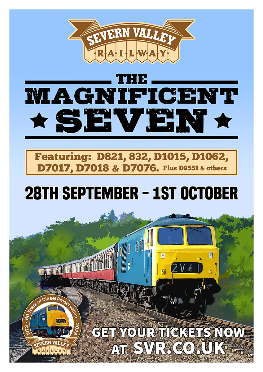 Are you ready for four days of Hydraulic Action! Our Autumn 'Magnificent Seven' event will see Warship 832 and Hymeks D7017, D7018 and D7076 working alongside our home fleet of Hydraulics. #SVR #DieselGala svr.co.uk/event/autumn-d…