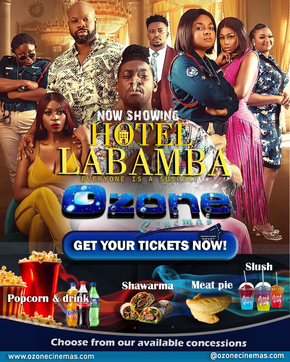 ozonecinema's tweet photo. Someone winds up dead and everyone in the hotel is a suspect. Will the killer be caught in three days? and can the death really be kept under wraps? Who is the killer in HOTEL LABAMBA?
Starring: @Bimboademoye @BlessingJessicaObasi #new #weekend #hotellabamba #TheOzoneExperience https://t.co/WIrdjL5Hw2