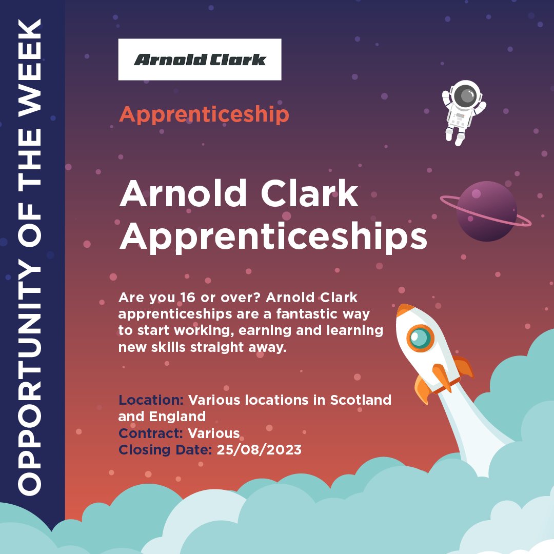 ⚡️ OPPORTUNITY OF THE WEEK ⚡️

Arnold Clark has a range of Apprenticeship opportunities available in various locations around Scotland and beyond. 

Learn more about the available apprenticeships here:  dywfife.com/opportunities/…"