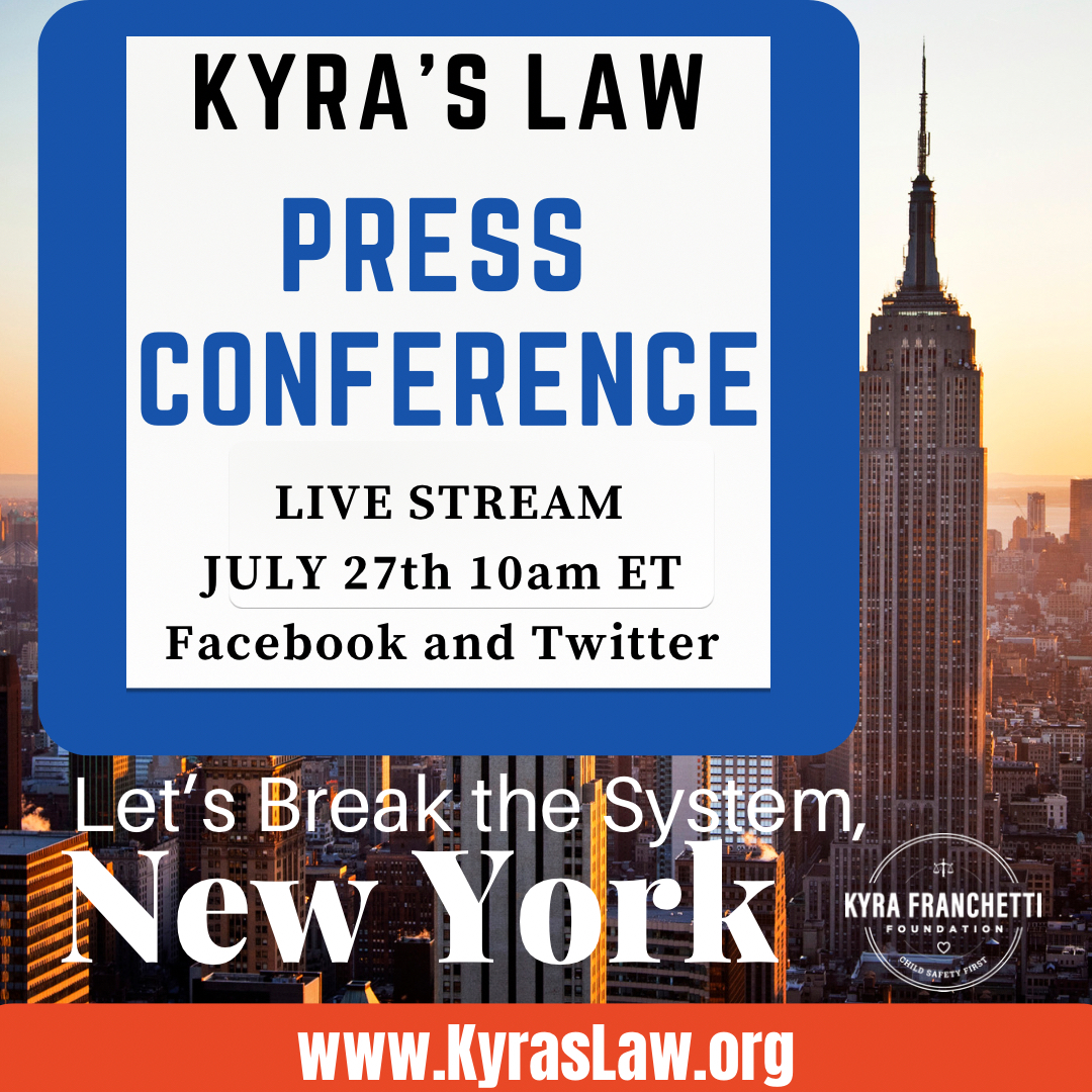 KyraFranchetti's tweet photo. Join us as we host a press conference with elected officials, New York City's leading domestic violence advocates, and a top social media influencer in calling for the passage of #KyrasLaw.

It's time usher in massive reforms to protect children from family violence. https://t.co/fwxnOvi7X6