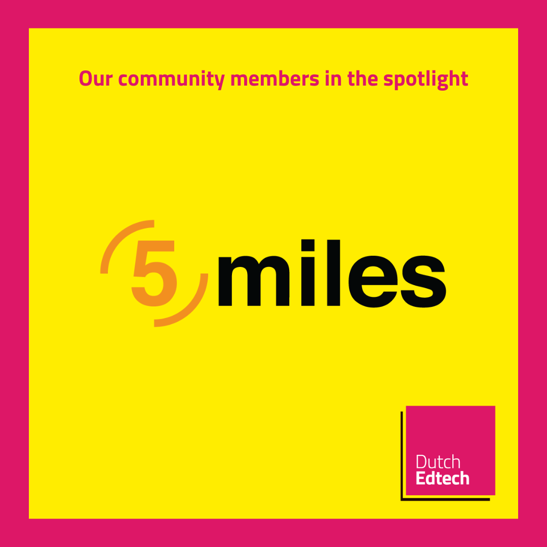 🎓𝗢𝘂𝗿 𝗰𝗼𝗺𝗺𝘂𝗻𝗶𝘁𝘆 𝗺𝗲𝗺𝗯𝗲𝗿𝘀 𝗶𝗻 𝘁𝗵𝗲 𝘀𝗽𝗼𝘁𝗹𝗶𝗴𝗵𝘁🎓

5miles is an online tool, which helps you to master skills on business tools. With online challenges, you update your skills, which can be implemented in your daily work immediately. 

#dutchedtech