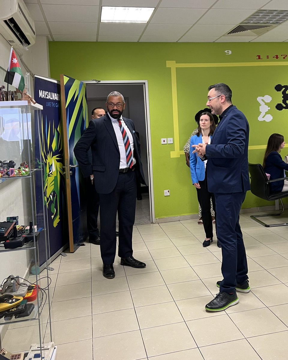 Honored to receive a visit from The Rt Hon @JamesCleverly Secretary of State for Affairs, along with H.E, the British Ambassador to Jordan, @BridgetBrind.During their visit, we had the opportunity to showcase our Games and commitment to the diverse and inclusive economy. #UK #JO