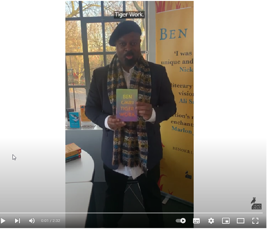 HoZ_Books's tweet photo. Watch our latest author video with the incredibly talented @benokri who introduces us to #TigerWork

This is a powerful and moving work featuring stories, essays and poetry about climate change.

Out now in eBook and Hardback: https://t.co/F8dRzzArnb https://t.co/0XSsM9hvEX