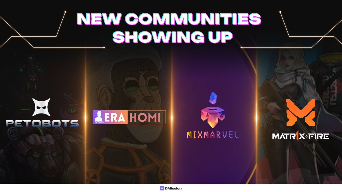 DMissionZone's tweet photo. 🔊New Communities Showing Upp

Welcome 4 babies to DMission stage!

@petobots 
@_Hominids_ 
@MIXMARVELGAME 
@Matr1xOfficial 

They have one thing in common - Violet Check yayyy~

Please click on [Join] button for your fav one and be ready for the coming up Missions ❤️‍🔥 https://t.co/6WfDctDSK8