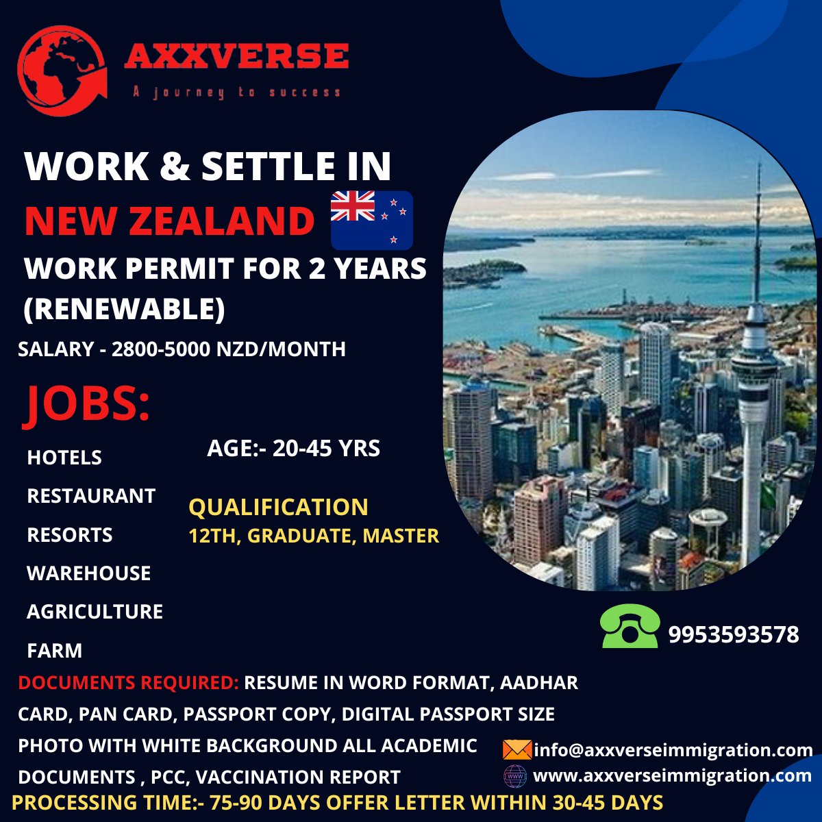Discover a world of opportunities in New Zealand with a two-year renewable work permit. 🇳🇿🛠️ Embrace the stunning landscapes, vibrant culture, and friendly people while building your career. #WorkInNewZealand #SettleDownUnder #WorkPermit #JobOpportunities.