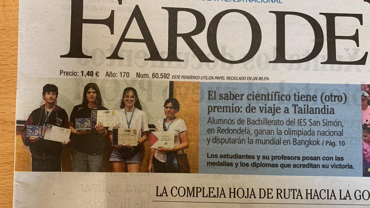 DrAPineiro's tweet photo. Moi merecido o recoñecemento do alumnado do meu instituto, o IES Illa de San Simón, que gañaron a Olimpíada Científica Xuvenil de España.  O traballo do centro é fundamental para crear vocacións entre os máis novos. 1/2 https://t.co/rxgYaDCQeg