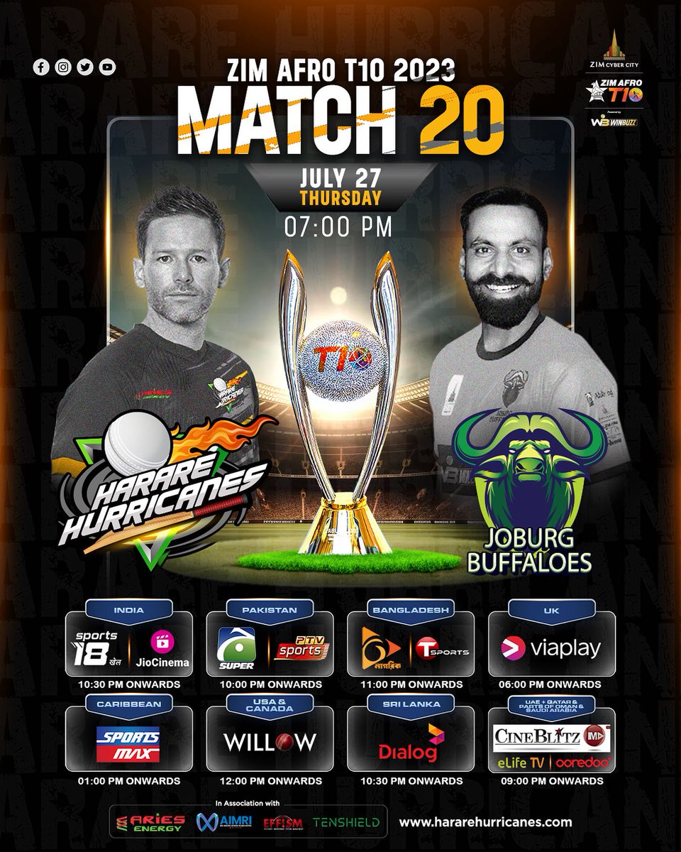 HarareHurricane's tweet photo. A new day, a fresh chance eagerly awaiting the upcoming game.
Match 20 HH Vs JB
#cricket #t10 #futureofcricket #zimbabwe #harare #hararezimbabwe #cricketclub #sohanroy #sanjaydutt #aries #bollywood #icon #india #team
#ZimAfroT10 #T10Cricket #HarareHurricanes https://t.co/0BzTMZ3N3k