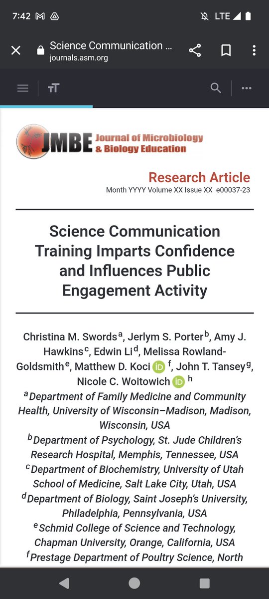 New Article from the @ASBMB Science Outreach and Communication Committee published in @ASMicrobiology's JMBE! 

We evaluated outcomes from the 1st 5 years of our Art of Science Communication Course (a 🧵):
@cmarvin67 @drjsporter @amyjhawkins @LiEdwin2 @kocilab
@TanseyBiochem