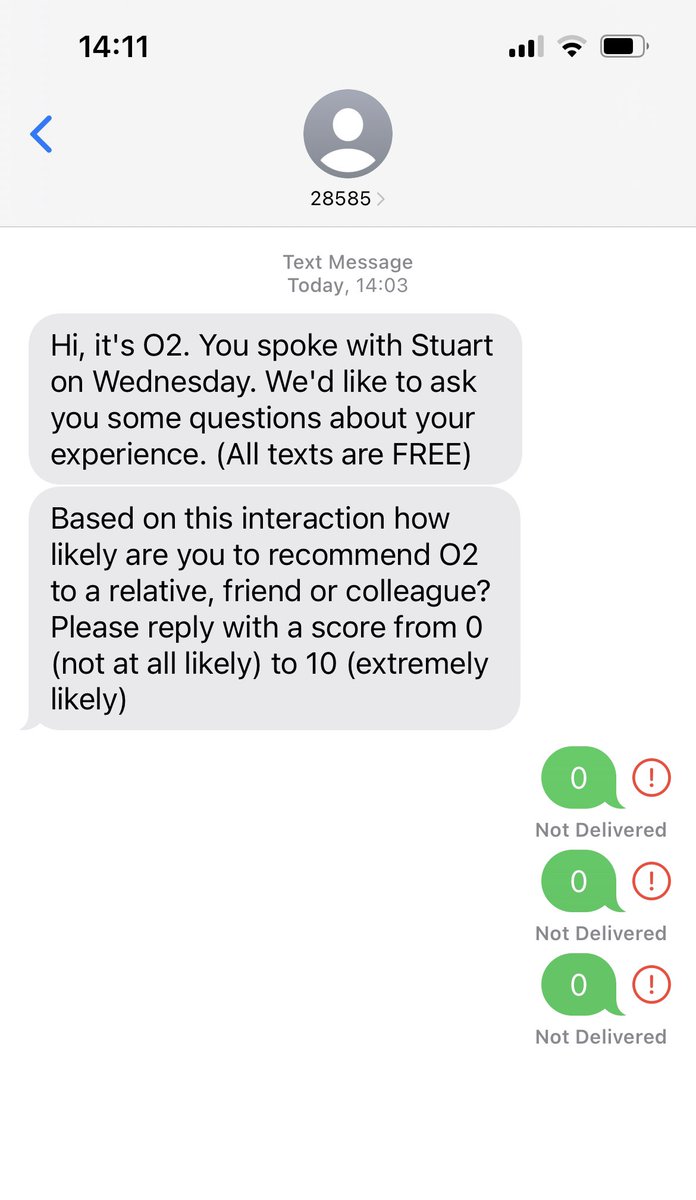 NeilBlessett's tweet image. Typical of @O2 not even the text questionnaire works