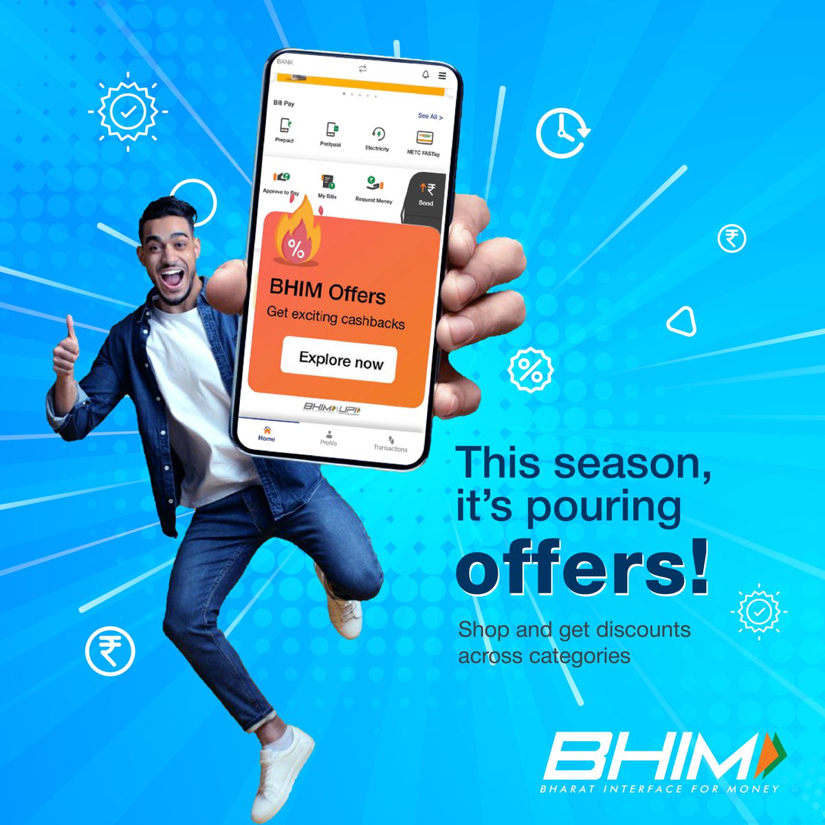 NPCI_BHIM's tweet image. From fashion to self-care and more! ​

Explore a fantastic variety of discounts across categories on the BHIM App. ​

Download and shop now! ​

#LifeSimplifiedWithBHIM #Savings #CoolOffers #TreatYourself