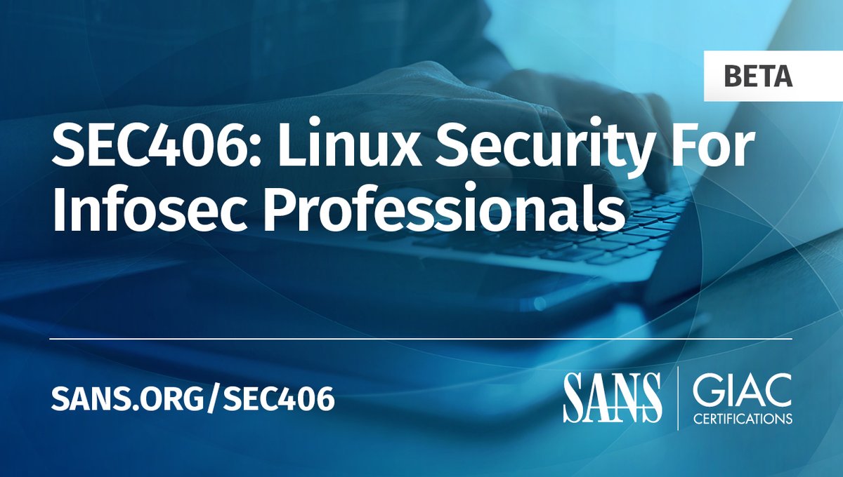 SANSDefense's tweet photo. 🚨 NEW COURSE ALERT!🚨
Learn to master #Linux with #SEC406 Linux Security for Infosec Professionals.
Be one of the first to take the course & get 25% off Oct 30 - Nov 4: https://t.co/GrRZqxvSoq https://t.co/6c9Reyp1P6