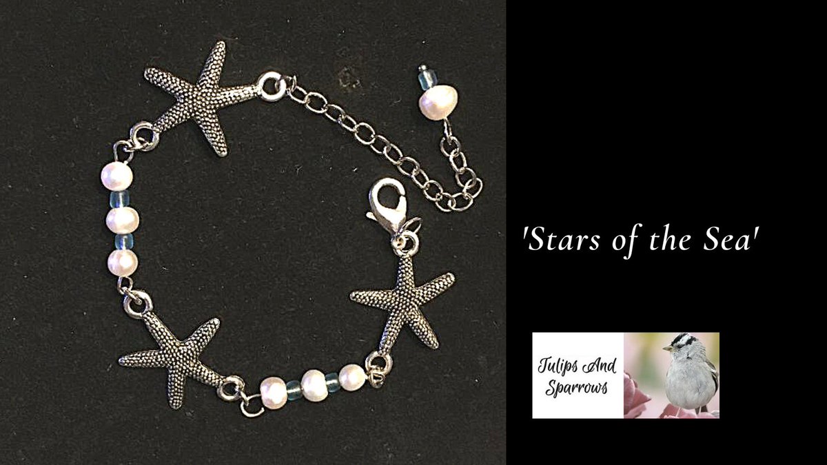 #beachjewelry #beachbracelet #starfishjewelry #starfishbracelet #pearljewelry #pearlbracelet #junebirthstone #seaglassbracelet #bluebracelet #blujewelry #sealifejewelry #summerjewelry tulipsandsparrows.com