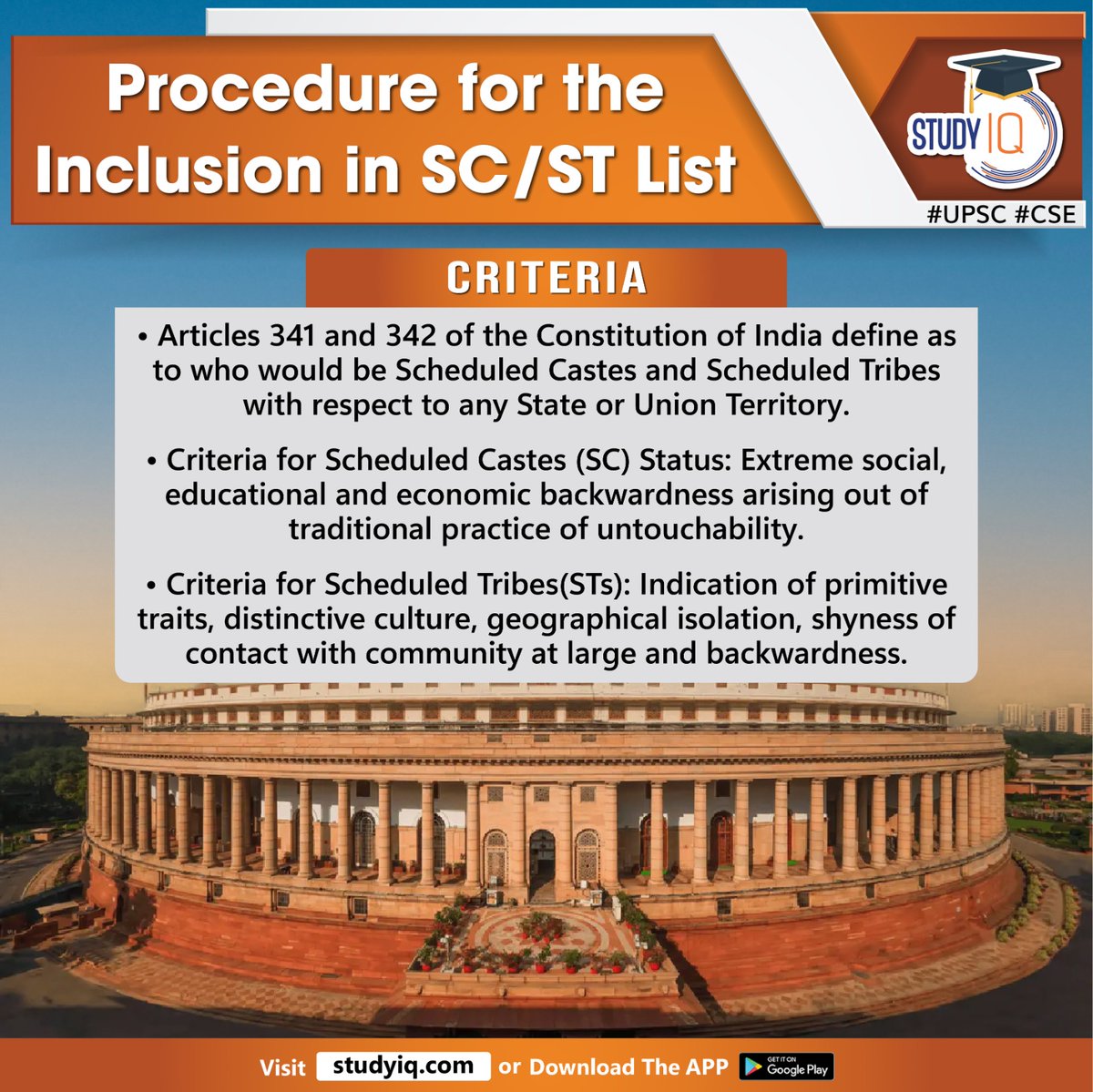 upsciq's tweet photo. Procedure for the Inclusion in SC/ST List
#sc #st #sclist #stlist #whyinnews #constitutionofindia #scheduledcastes #scbill2023 #loksabha #maharcommunity #chhattisgarh #article341 #scheduledtribes #unionterritory #socialeducation #economicbackwardness #stcommunity #india https://t.co/ISaMRH9KBd