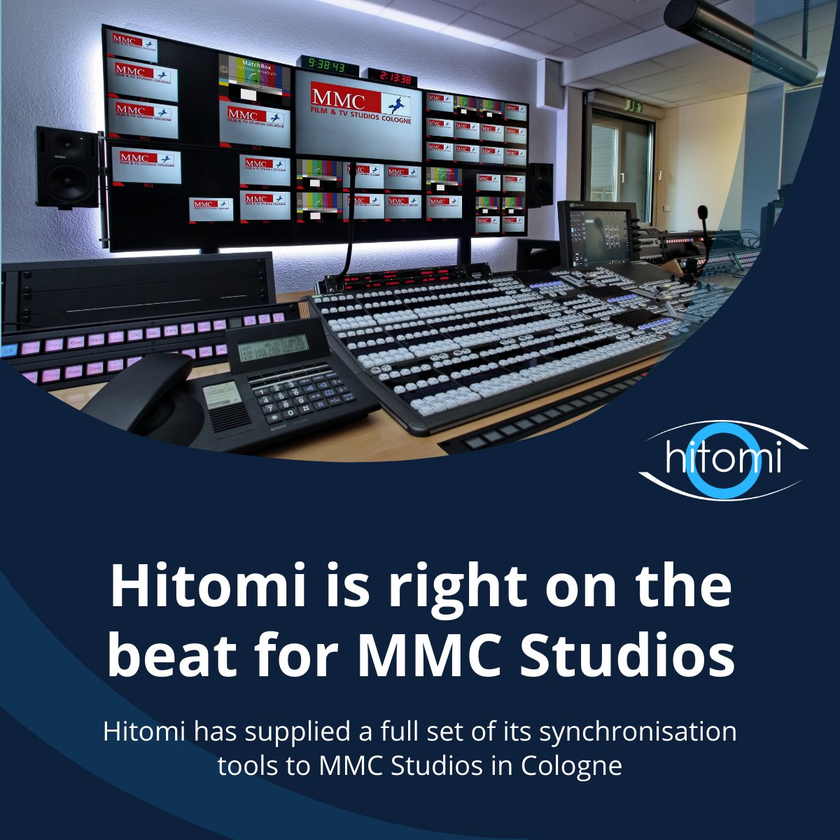 HitomiBroadcast's tweet photo. “MMC need the equipment to be configured quickly and reliably. The Hitomi system provides the vital alignment.” #VIDI's Bernd Meinl talks more here on the implementation of our #MatchBox #synchronisation tools at #MMCstudios in Cologne: https://t.co/wXWo9xbBG6 #lipsync #broadcast https://t.co/nKk0nYe1BG