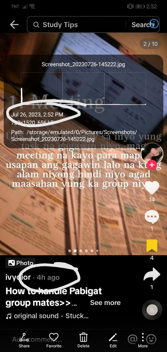 yxlyving's tweet photo. hello, thread-makers of studytwt ‼️‼️

i was scrolling through my fyp when i came across a video with pictures that looked a lot like one of my mootʼs thread in studytwt.

i asked my moot if she gave the tiktoker the permission to repost her thread but she apparently didnʼt. https://t.co/hHuKoIWYaR