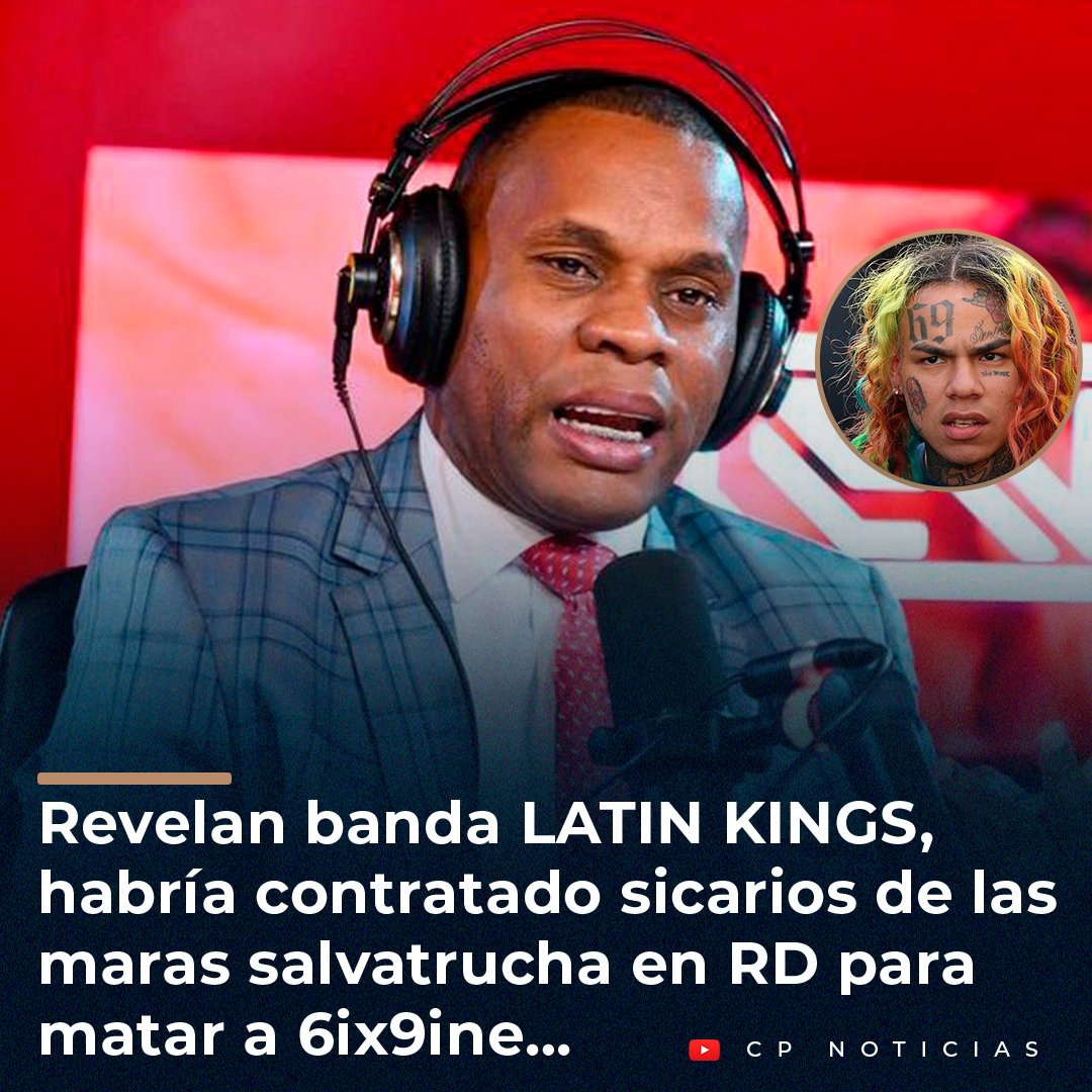 claroypelaord's tweet photo. https://t.co/TZm3vYYD0W
El destacado periodista #RamónTolentino reveló este jueves que la banda delictiva conocida internacionalmente como los «Latin Kings», ha contratado sicarios de la Mara Salvatrucha establecidos en RD para dar muerte al rapero «#Tekashi #6ix9ine". https://t.co/8yFehMayho