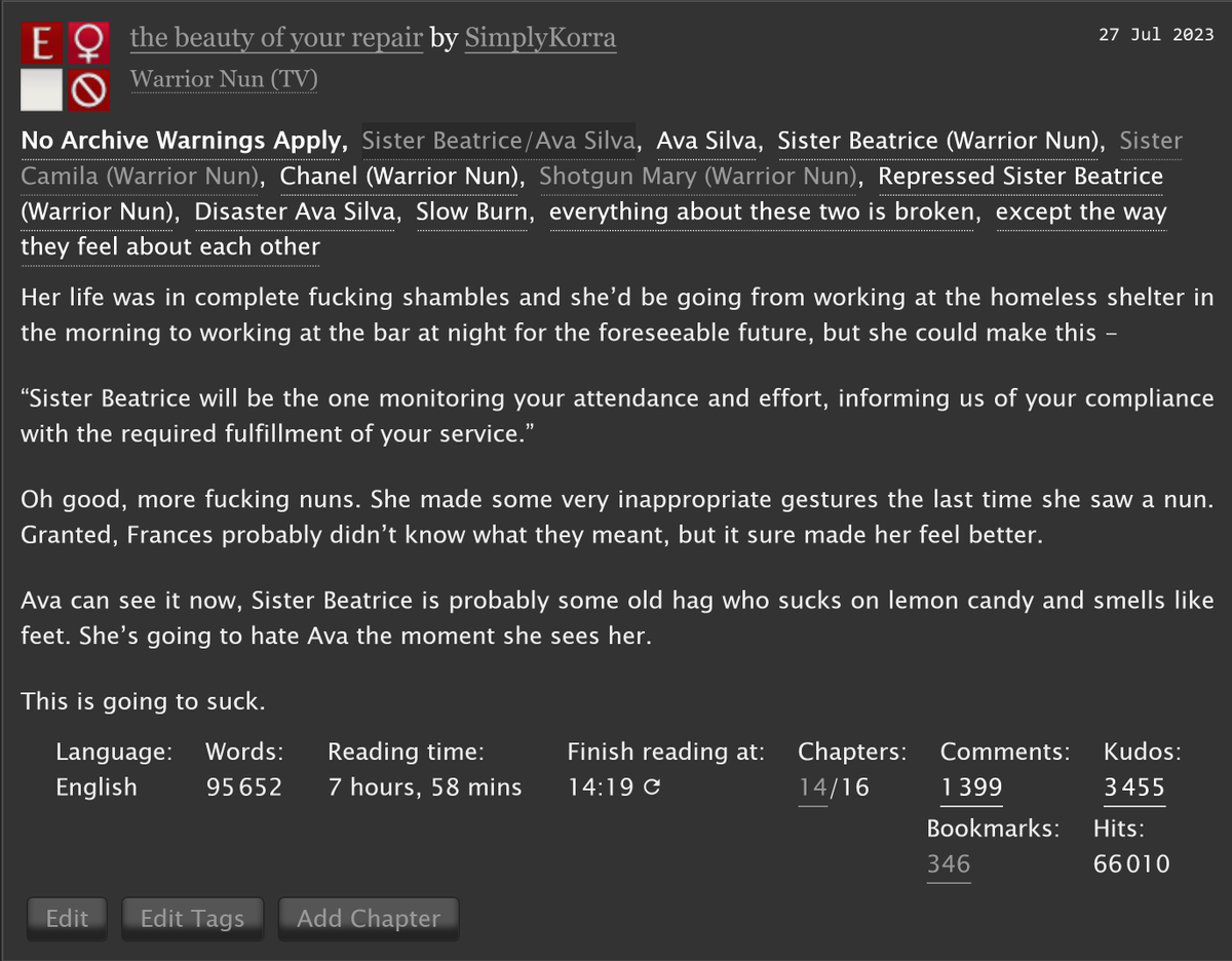 simplybishova's tweet image. the beauty of your repair - chapter fourteen
in which 'just friends' is a line so thin ava can barely see it
archiveofourown.org/works/47332777…