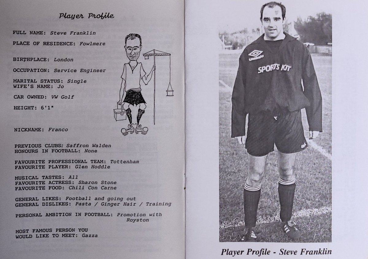 RTFCRemembered's tweet photo. 1992/3...
@NonLgeProgs Player profiles enhanced into works of art by multi-talented Mike Dobson's superb caricatures (father of Simon & Joff)
5th in the series: Steve Franklin- key 1st XI player.
1/2
#StillGiving #legacy #community https://t.co/sgp2Q5Ztz8