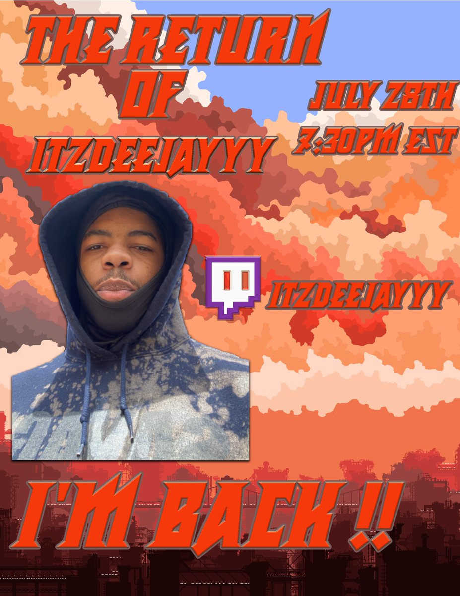 ItzDeejayyy's tweet photo. OH YEAH THATS RIGHT U SEE IT FRIDAY 7:30 PM EST I WILL BE BACK FOR THE RETURN STREAM AFTER A 2 MONTH VACAY LETS FUCCIN GOOOOOO SEE U THERE OH YEAH AND ITS A 24HR BTW SO BRING YOUR BLANKETS AND PILLOWS #WeeFamilia #WeeJay #TheReturn https://t.co/NF6EBvyhhM