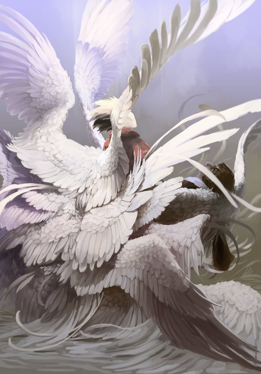 Grassfur's tweet photo. [ trimax spoilers , trigun spoilers ]

tears that angels cry 
sing a lullabye 
sing it soft and only sigh https://t.co/03xFPetHJB