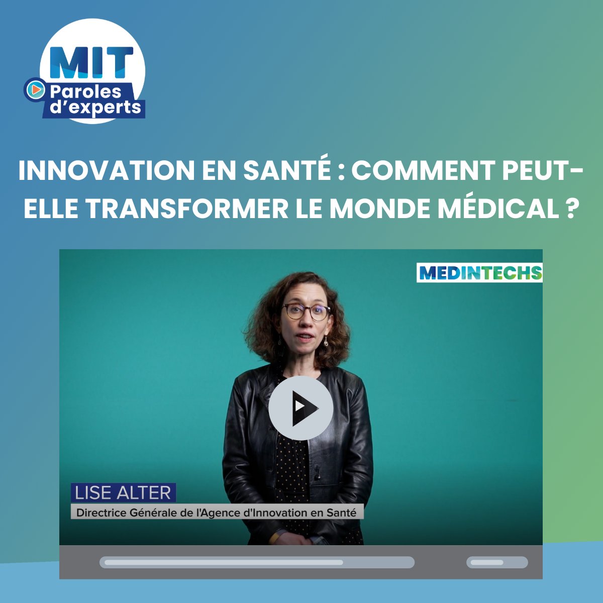 📢🎥 Annonce spéciale ! 🎥📢 🎬 Vidéo : Lise ALTER, Directrice Générale de l'Agence de l'innovation en santé 👩‍⚕️ Plongez-vous dans une entrevue captivante avec Lise Alter, une experte passionnée et visionnaire. medintechs.com/paroles-dexper…
