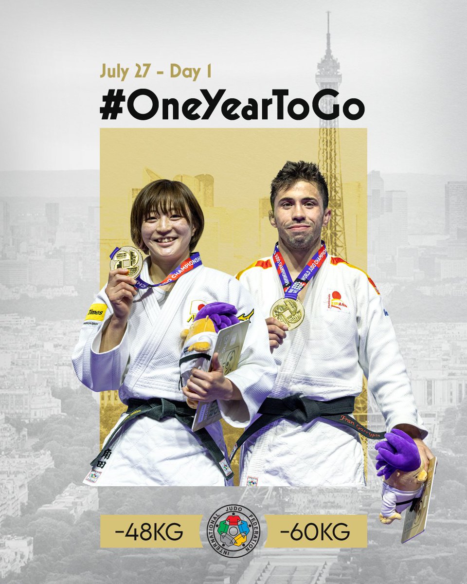 Judo's tweet photo. #1YearToGo until -48kg / -60kg 🥋

#Judo #Olympics #Paris2024 https://t.co/fehhcRw19Y