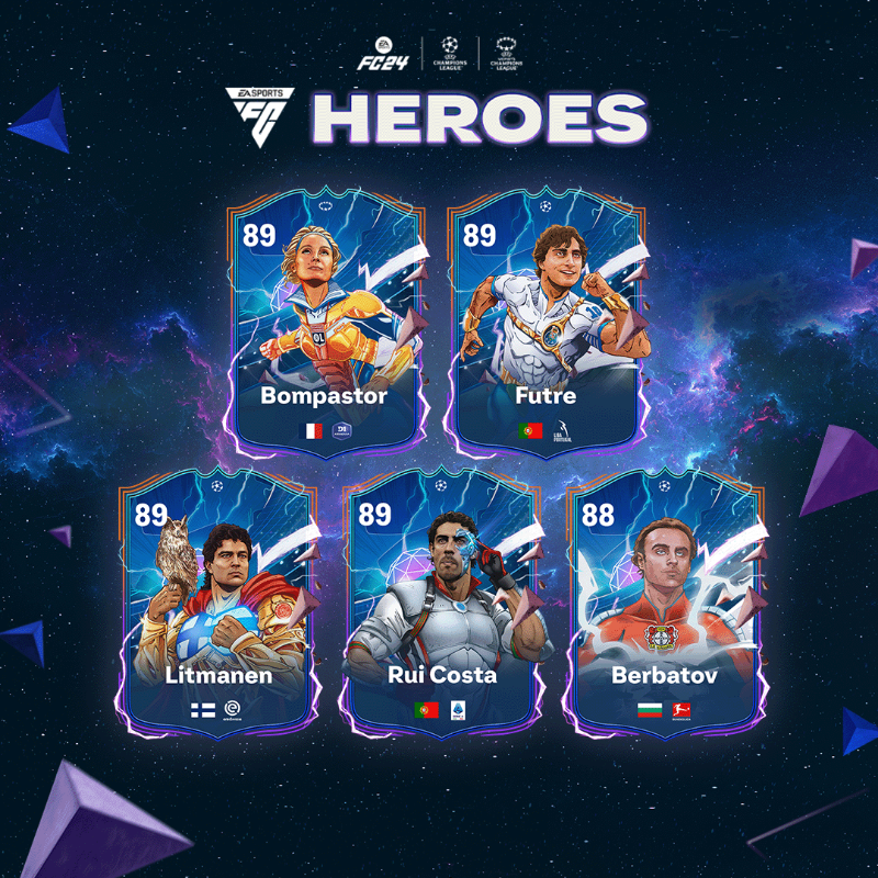 EASPORTSFC's tweet photo. From @ChampionsLeague and @UWCL heroics to #FC24 Heroes.

The squad of extraordinary abilities gains five more members. @Marvel

Pre-order #FC24 Ultimate Edition by August 22 to get your Ultimate Team Hero: https://t.co/y6u8dzEviE