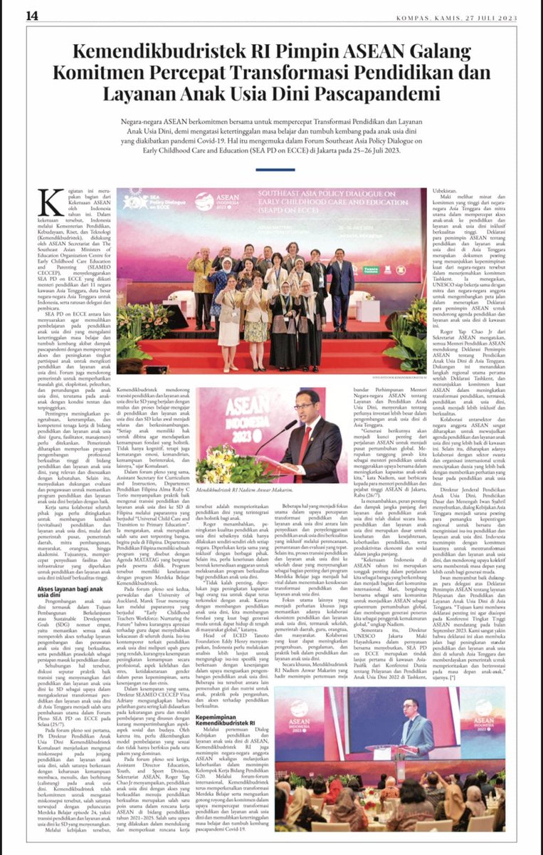 dcu_ecrc's tweet photo. Our director @froebelbanjo adresses plenary session at high profile event in Jakarta as @ASEAN Leaders sign Declaration to transform early childhood education and care: Universal, rights-based #ECEC - a global common good. @seameoceccep @SEAMEO_S @Kemdikbud_RI @paudpedia @DCU https://t.co/qTc3l3bviX