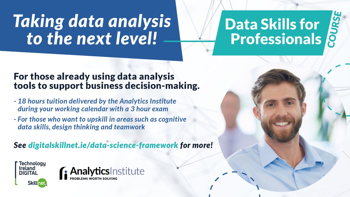 DigitalSkillnet's tweet photo. 📢 Calling Data Scientists, Architects &amp; Engineers! 

Hone your cognitive data skills and evate your career with our Data Skills for Professionals programme.

https://t.co/RMiNezmu8e 

#DataScience #TechIreland #Ireland https://t.co/7BTA8Jo968