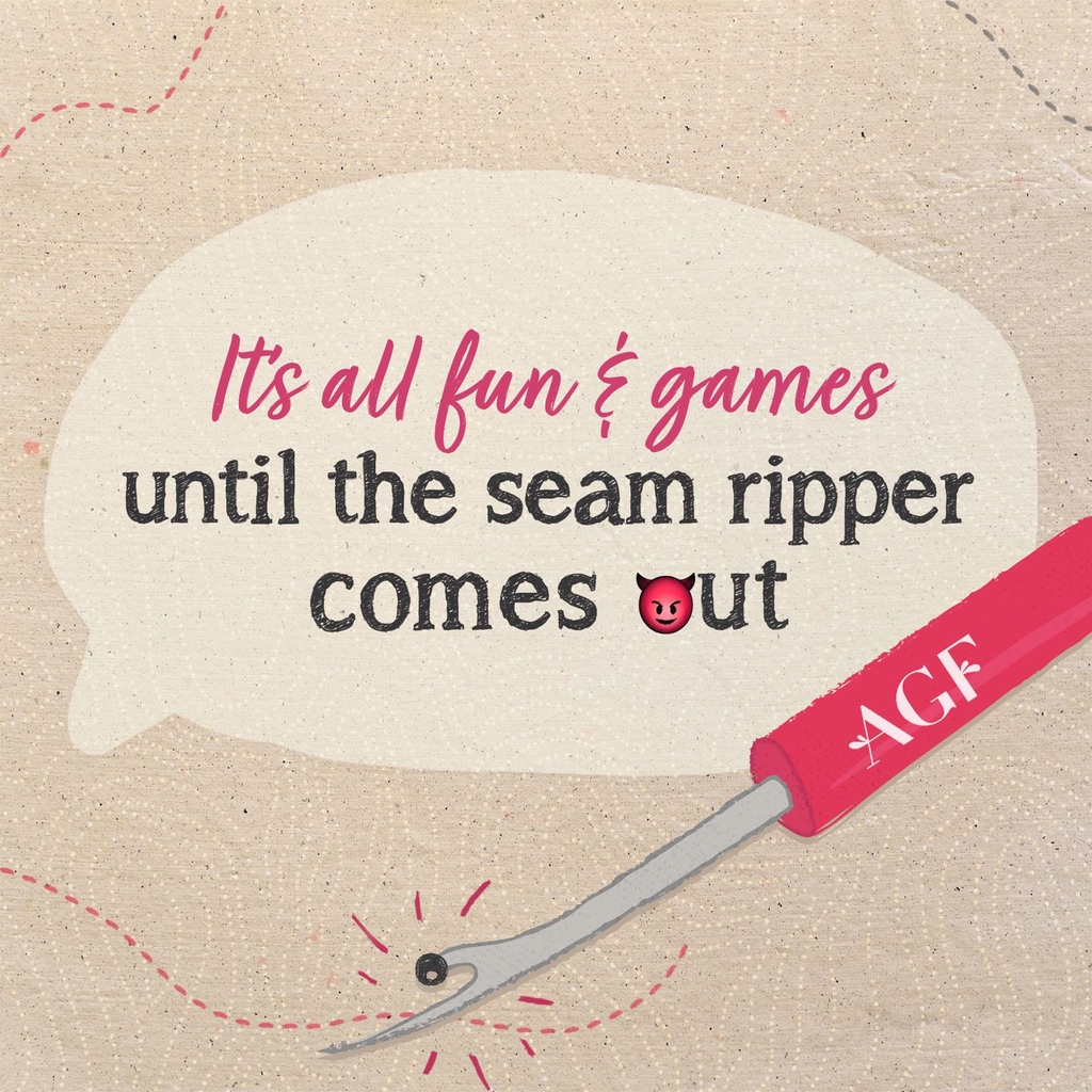 ArtGalleryFab's tweet photo. 🧵 It's all fun and games... until the seam ripper crashes the party! 😂😅

#SewingStruggles #FabricFun #ArtGalleryFabrics #SewingHumor #QuiltingHumor #QuiltingMeme #SewingMeme #Meme https://t.co/lNrEMi66KB