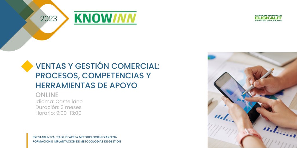 🤝 Kudeaketa komertzialari buruz gehiago jakin nahi? Ez galdu "Ventas y gestión comercial: procesos, competencias y herramientas de apoyo" #KnowInn kurtsoa! <a href="/ionuzkudun/">Ion Uzkudun</a> izango da irakaslea, eta online eskainiko da, gazteleraz.

Eman izena!
➡️ euskalit.net/cursos-knowinn…

#Euskalit