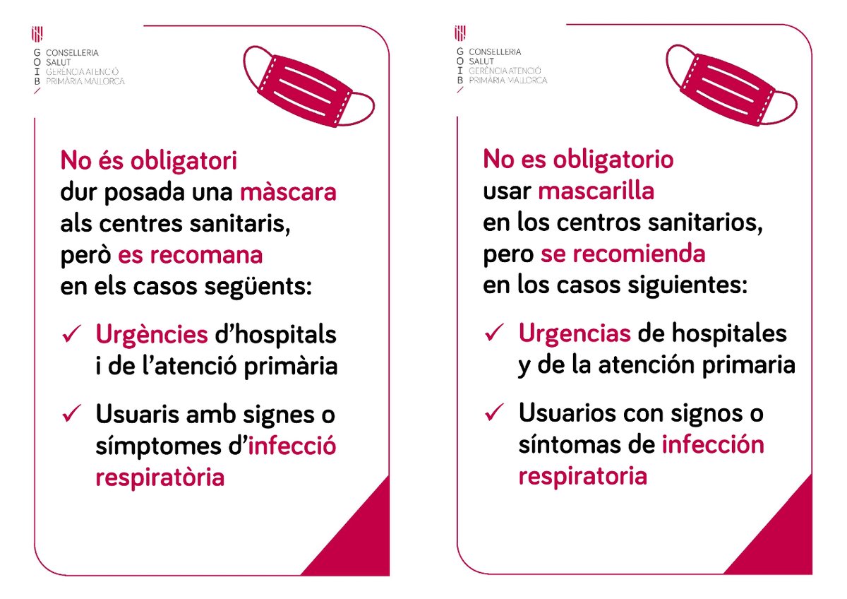apmallorca's tweet photo. Si et cal anar a urgències 🚨 o tens símptomes respiratoris 🤧

Per la salut de tots 👉porta mascareta 😷 #apalteucostat @SalutGOIB @ibsalut https://t.co/akg9J24qNV