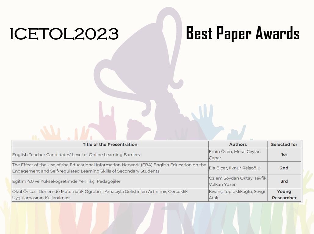 🎊Congratulations!  to the authors for winning the Best Paper Awards 🏆 at the #ICETOL23 #BestPaperAwards
Details on icetol.com/?page_id=1806