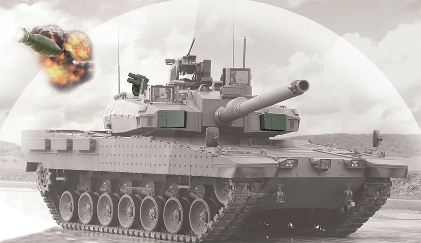 TurkishCentury's tweet photo. Defeat all RPGs and anti-tank guided missiles with the cutting-edge #AKKOR - #PULAT active protection system (APS) from @aselsan. #IDEF #IDEF23 #IDEF2023 #antitank #javelin #spike #nlos #kornet #hellfire #milan #eryx https://t.co/M3BccfImVd