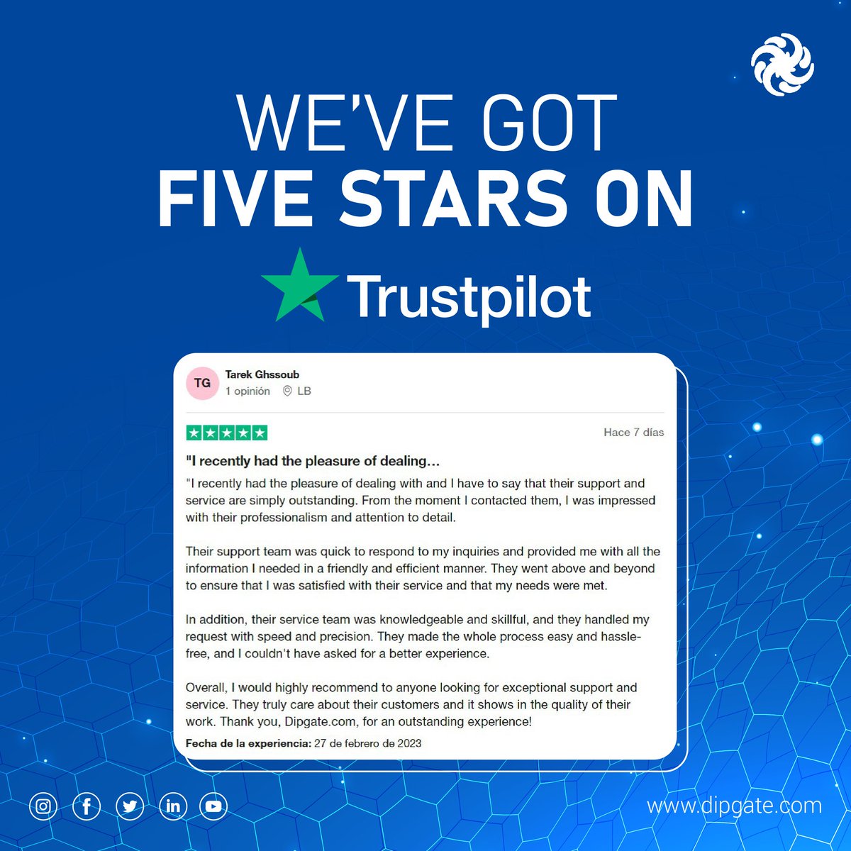 dipgate's tweet image. We Receive 5-Star Rating on Trustpilot! ⭐⭐⭐⭐⭐ Thank You for Your Trust and Support! 💼🔝
⁣
#forexvps #tradingvps #vpsservice #trading #forex #webvps #profesionalvps #tradingservice #forextrading #forexsignals #tradingsignals #truspilot #TrustpilotReviews #FiveStarRating