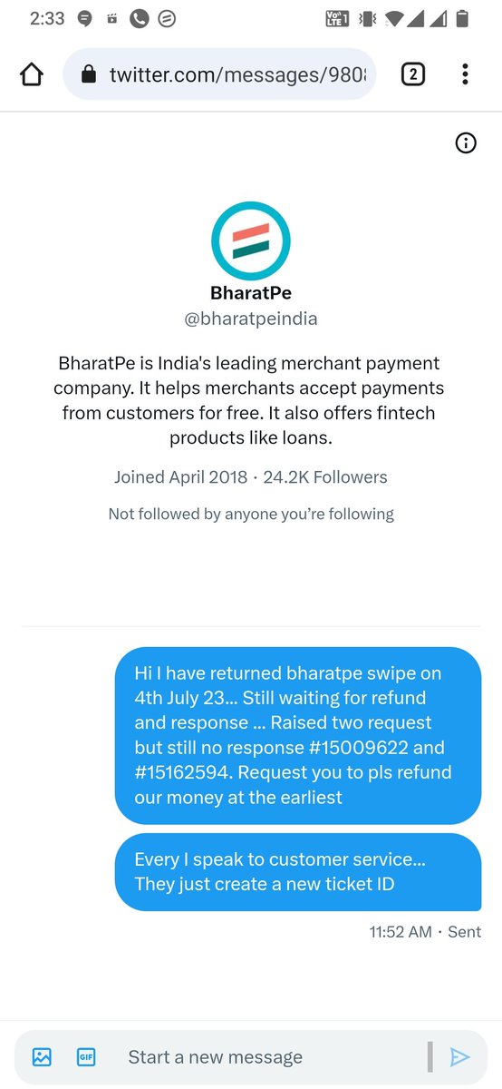RamakanthToshn2's tweet photo. @bharatpeindia No response on private dm as well https://t.co/wuv46XQZw4