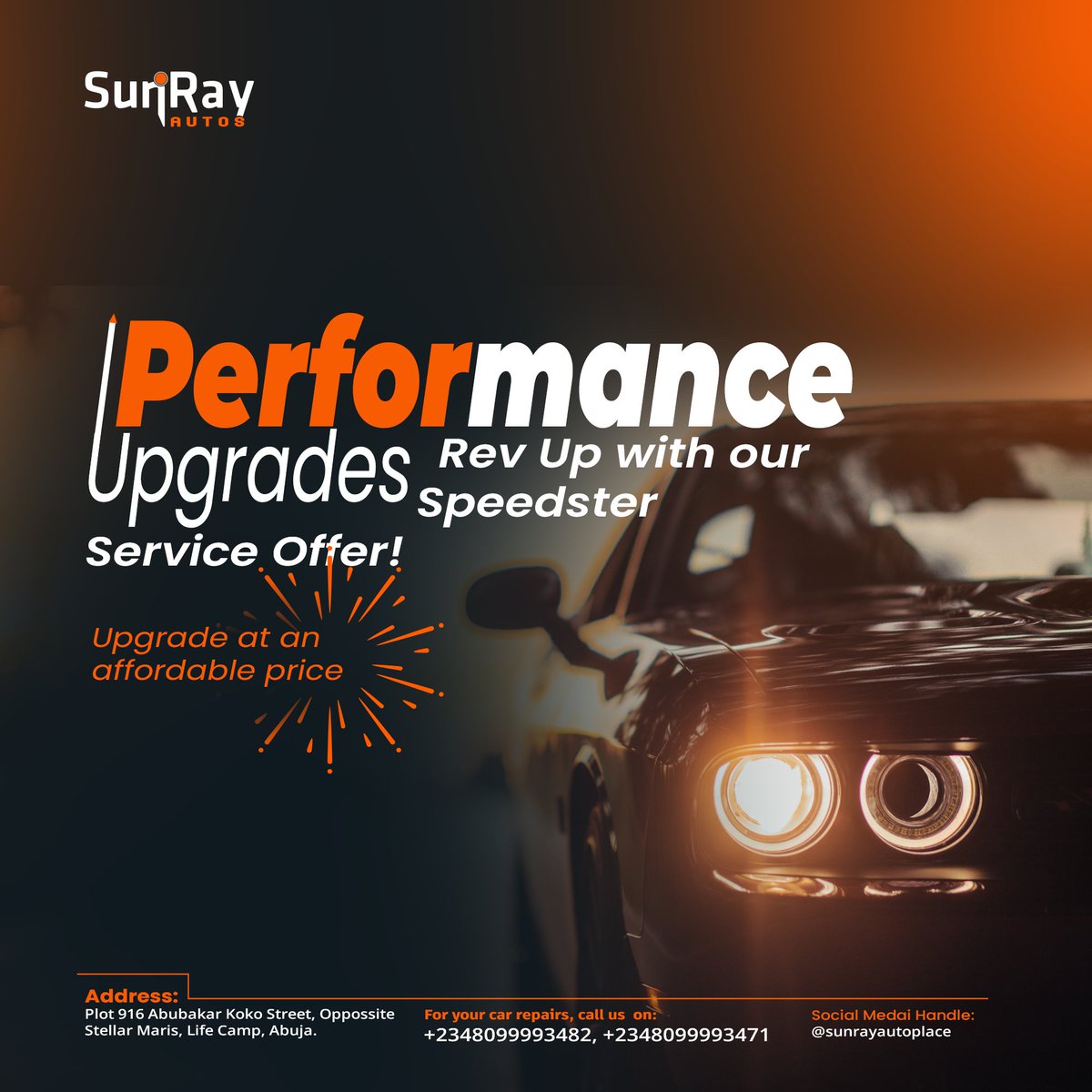 SunRayAutos's tweet image. Rev Up with our Speedster Service Offer!
Caption: "

 Experience mind-blowing performance upgrades that will leave you breathless—from engine tuning to aerodynamic enhancements.

 #SpeedsterService #PerformanceUpgrades #SunRayAuto"