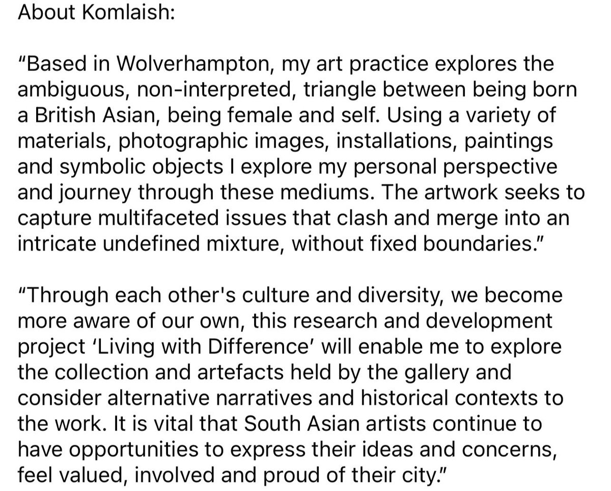 Introducing Komlaish Achall, an artist working with <a href="/jaivantpatelco/">Jaivant Patel Company</a> on the #WlvLivingWithDifference project supported by <a href="/EsmeeFairbairn/">Esmée Fairbairn</a> collection funds in partnership with <a href="/WolvArtGallery/">Wolverhampton Art Gallery</a>.

#LetsCreate #JaivantPatelCompany